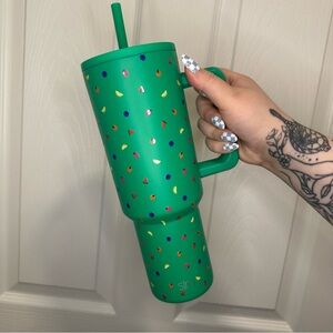 Simple Modern Green Fruit Salad Tumbler Cup Handle and Straw